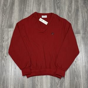 Vintage IZOD Made in USA Red Crest Logo Knit Cardigan Sweater Size L Preppy NWT!